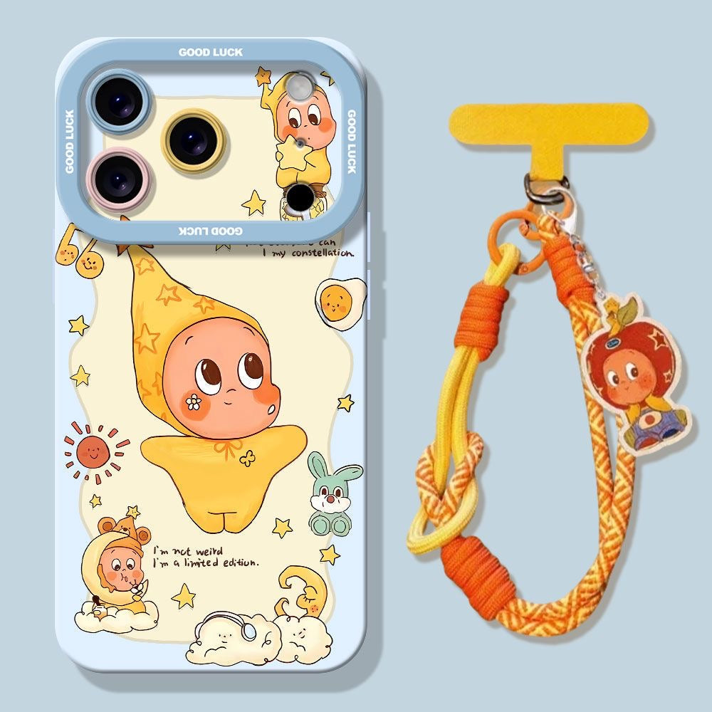 Cute Star Baby Cartoon Silicone Phone Case With Lanyard, Shockproof Full Camera Protective Soft Cover For iPhone Kawaii Aesthetic Phone Strap Case