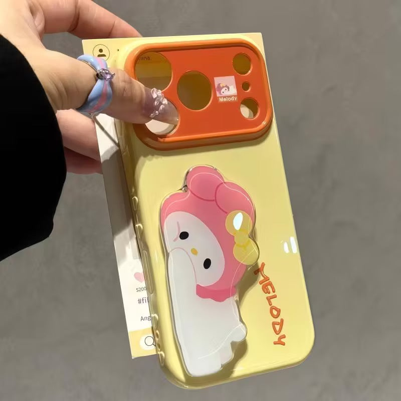 Cute Cartoon Figure Print Phone Case, 3D Raised Ornament, Large Window Lens Frame Shockproof Soft Phone Cover For Smartphones