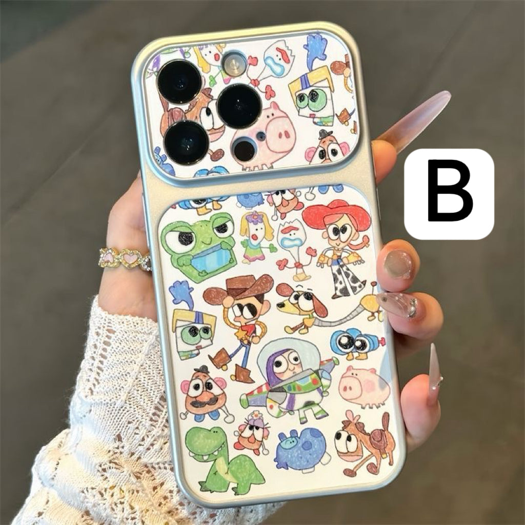 Cute Cartoon Collage Print Raised Lens Protective Shockproof Phone Case with Magnetic Option