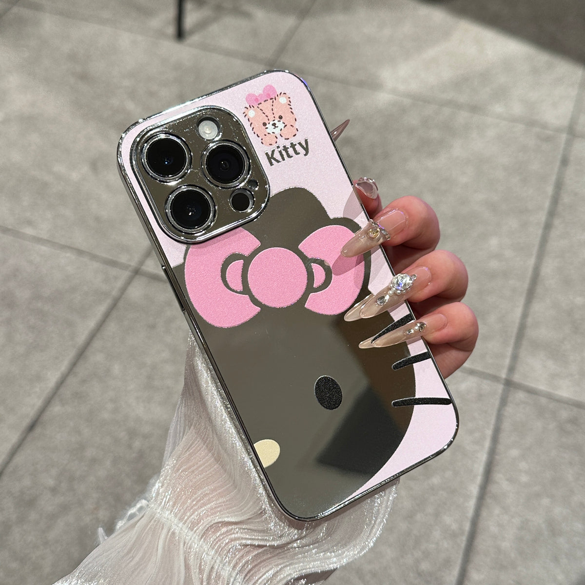 Cute Cartoon Bow Mirror Surface Phone Case, Electroplated Frame Protective Cover With Large Camera Cutout For iPhone 18 Pro Max 17 16 15 14