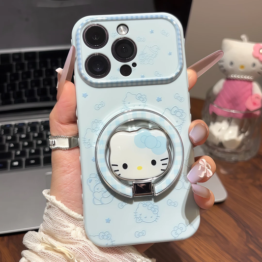 Funda de teléfono plegable Pink Blue Kitty, bonita funda suave a prueba de golpes con patrón de gato y soporte magnético para todos los teléfonos