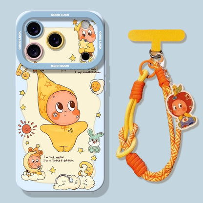Cute Star Baby Cartoon Silicone Phone Case With Lanyard, Shockproof Full Camera Protective Soft Cover For iPhone  Kawaii Aesthetic Phone Strap Case