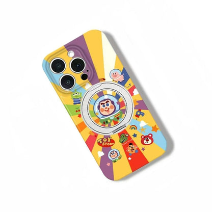 Rainbow Buzz Light Year Magsafe Phone Case with Kickstand, Cute Buzz Lightyear Alien Bear Cartoon Magnetic Case for iPhone 1