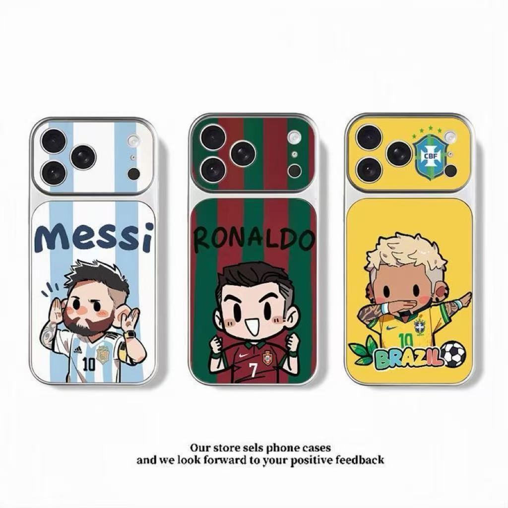 Cute World Cup Soccer Player Phone Case, Cartoon Messi Ronaldo Neymar Protective Phone Shell, Trendy Sports Fans Gift For iPhone Series