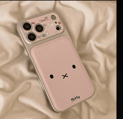 かわいい海波白い犬の漫画のスマホケース 回転式ミラーブラケット 大型カメラフレーム 耐衝撃スマホケース 全機種対応