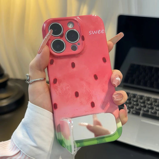 Funda de Teléfono con Diseño de Sandía Dulce de Verano con Soporte Plegable Incorporado, Carcasa Suave Antigolpes Brillante