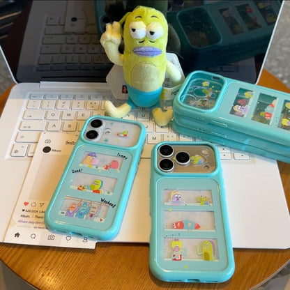 Kawaii SpongeBob Patrick Squidward Phone Case Creative Transparent Window Shockproof Protective Case For iPhone Series
