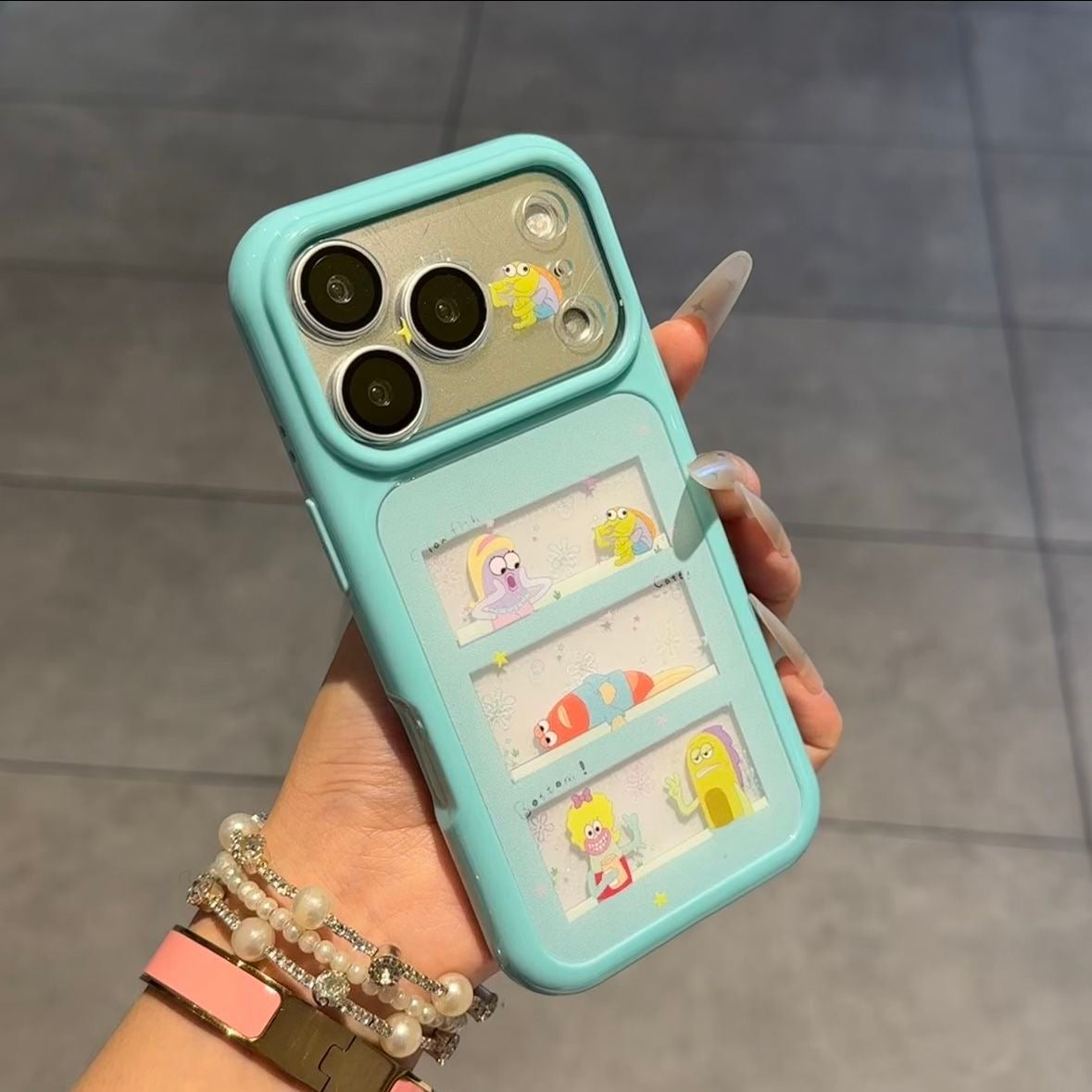 Kawaii SpongeBob Patrick Squidward Phone Case Creative Transparent Window Shockproof Protective Case For iPhone Series