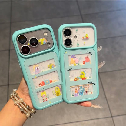 Kawaii SpongeBob Patrick Squidward Phone Case Creative Transparent Window Shockproof Protective Case For iPhone Series