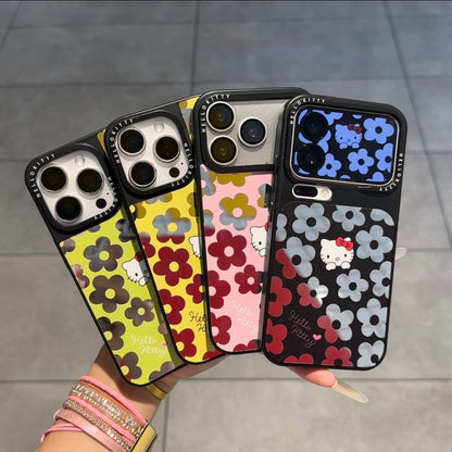Kawaii Floral Kitty Phone Case Large Camera Window Lens Protection Shockproof Soft Silicone Protective Cover For iPhone 16 15 14 13 12 11 Pro Max Multi Color Options For Women Girls