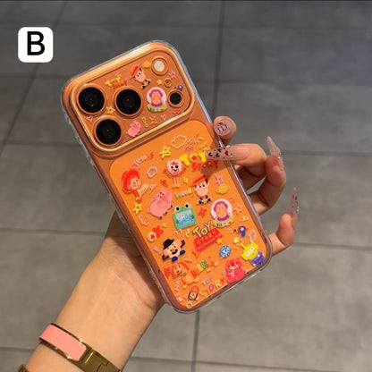 Cute Woddy Buzz Sticker Pattern Phone Case, Transparent Shockproof Protective Cover For iPhone All Models