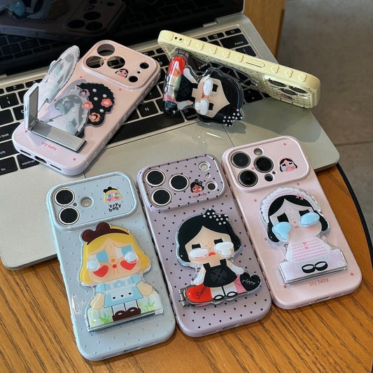 Funda protectora para iPhone con anilla magnética de dibujos animados vintage de Minnie, Goofy, Piolín y ventana grande para cámara, a prueba de golpes