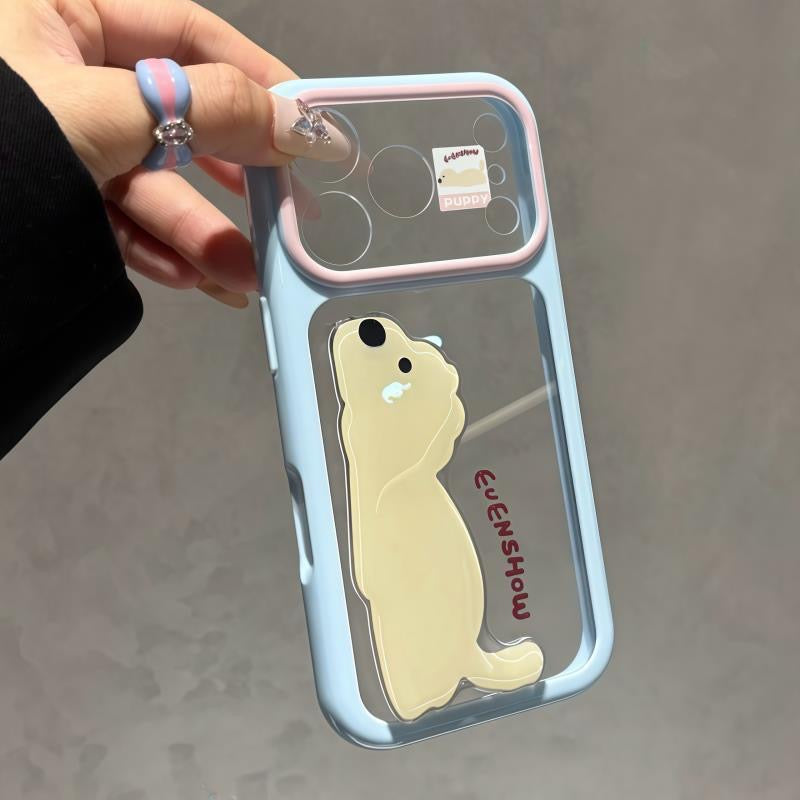 Multicolor 3D Animal Decor Phone Case With Adjustable Foldable Stand, Transparent Shockproof Phone Cover For All Smartphone Models