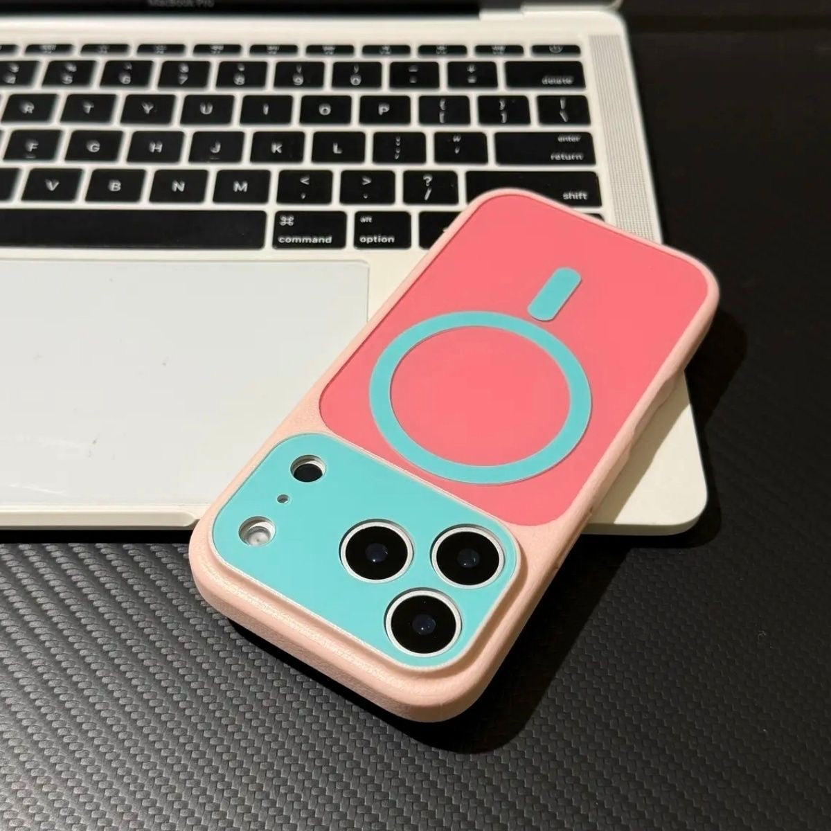 Candy Color Block Contrast Design Oversized Camera Cutout MagSafe Compatible Silicone Shockproof Phone Case For iPhone Series