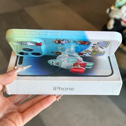 Funda de teléfono transparente y estética con marco ondulado de los personajes de dibujos animados de Bob Esponja, funda amortiguadora para todos los modelos de iPhone