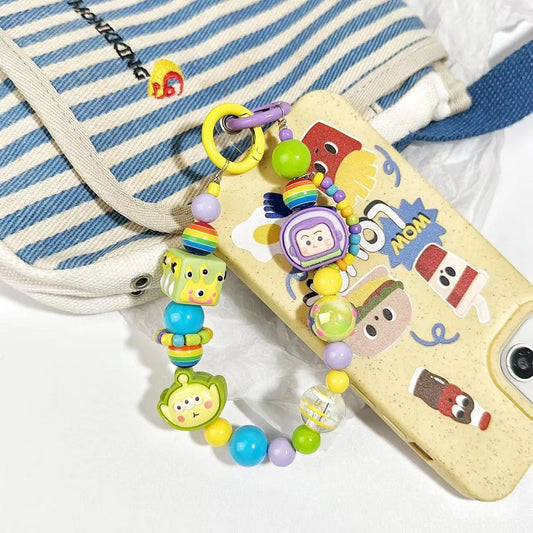 Handmade Rainbow Acrylic Beaded Phone Charm, 3D Cartoon Character Phone Chain, Multi-use Accessory for Cellphone, Backpack, Water Cup and Handbag