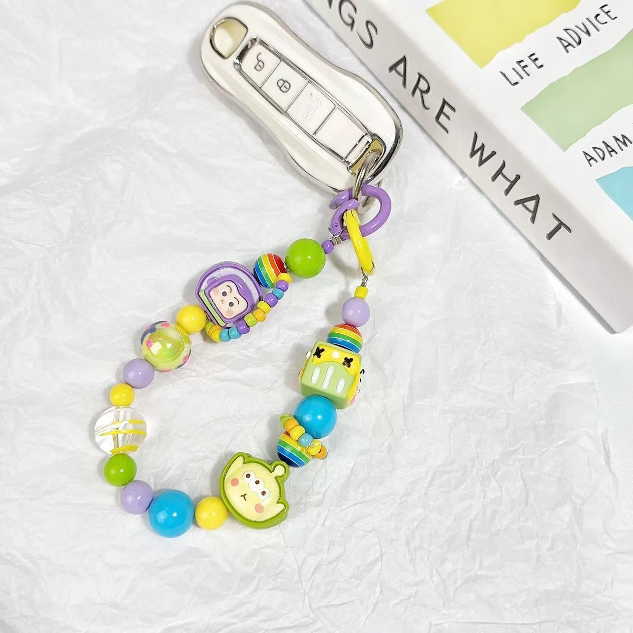 Handmade Rainbow Acrylic Beaded Phone Charm, 3D Cartoon Character Phone Chain, Multi-use Accessory for Cellphone, Backpack, Water Cup and Handbag