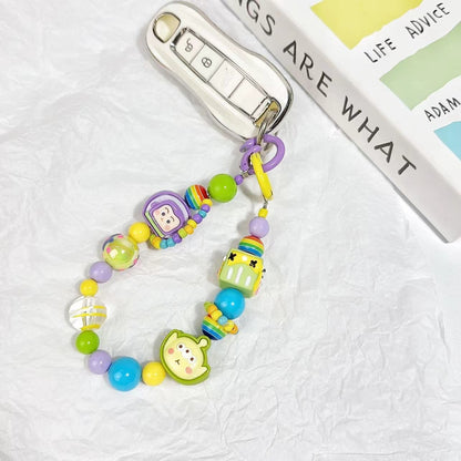 Handmade Rainbow Acrylic Beaded Phone Charm, 3D Cartoon Character Phone Chain, Multi-use Accessory for Cellphone, Backpack, Water Cup and Handbag