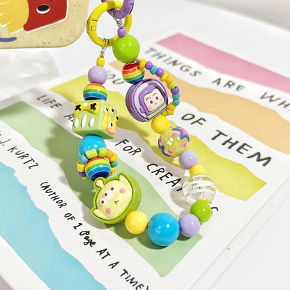 Handmade Rainbow Acrylic Beaded Phone Charm, 3D Cartoon Character Phone Chain, Multi-use Accessory for Cellphone, Backpack, Water Cup and Handbag