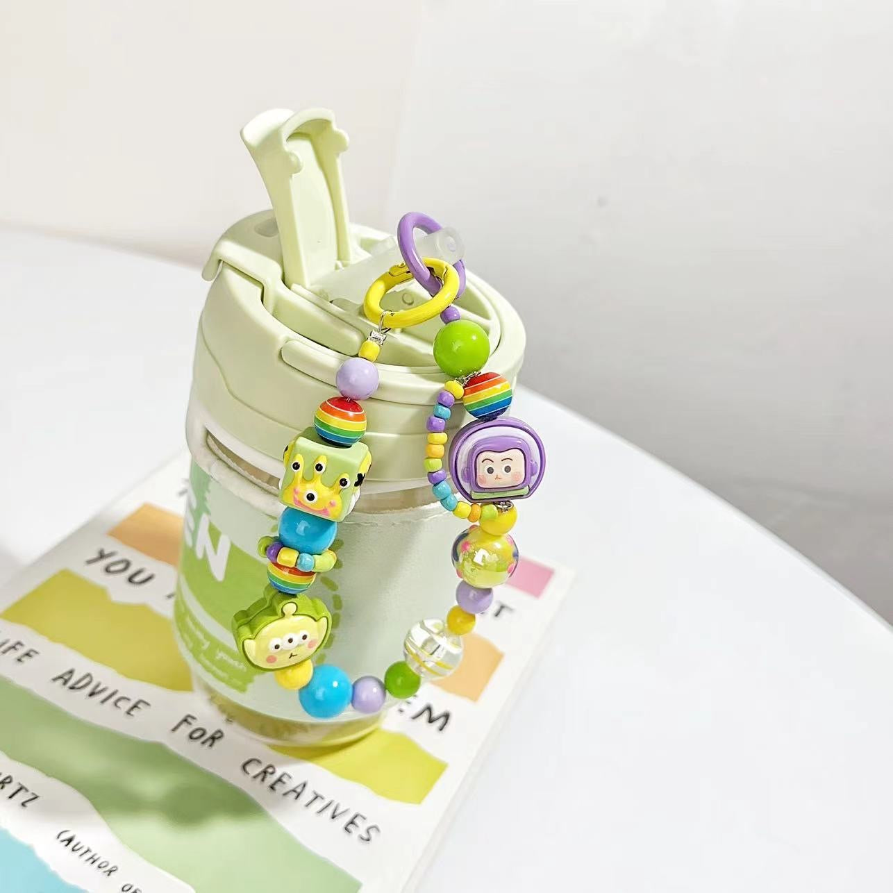 Handmade Rainbow Acrylic Beaded Phone Charm, 3D Cartoon Character Phone Chain, Multi-use Accessory for Cellphone, Backpack, Water Cup and Handbag