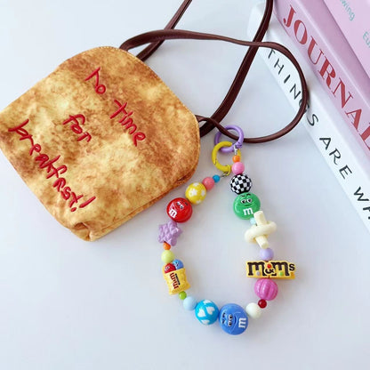 Y2K Cute Round Candy Figurine Beaded Phone Charm, Handmade Acrylic Bead Phone Chain, Fashion Pendant for Cellphone, Backpack, Cup and Keyring