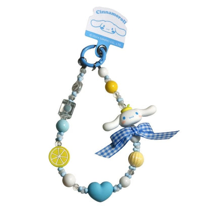 Pastel Bow Cartoon Doll Beaded Phone Wrist Strap Multicolor Sweet Pendant Anti-Lost Hand Lanyard