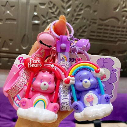 Pastel Swing Cartoon Bear Phonechain with Bell & Cloud Decor, Cute Doll Pendant Bag Accessory