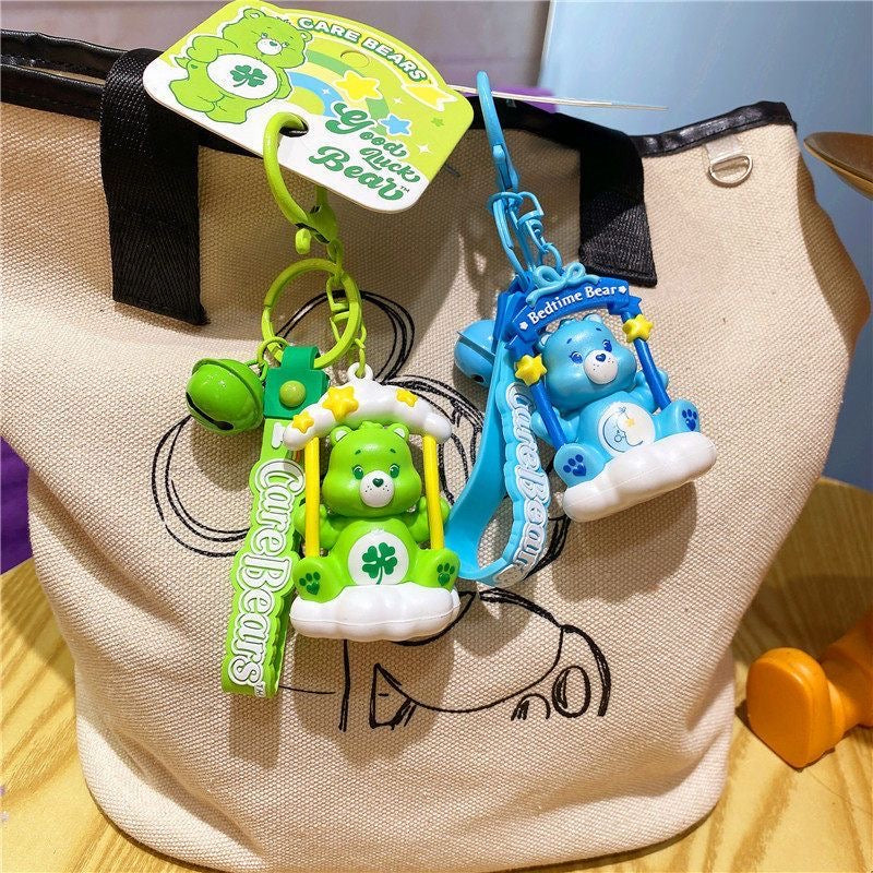 Pastel Swing Cartoon Bear Phonechain with Bell & Cloud Decor, Cute Doll Pendant Bag Accessory