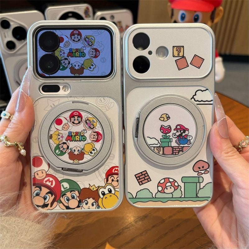 Funda Estética Bicolor Pastel para Teléfono con Anillo de Rotación 360°, Funda Protectora Suave Anticaída para iPhone con Texto Goodmood Todo Estará Bien