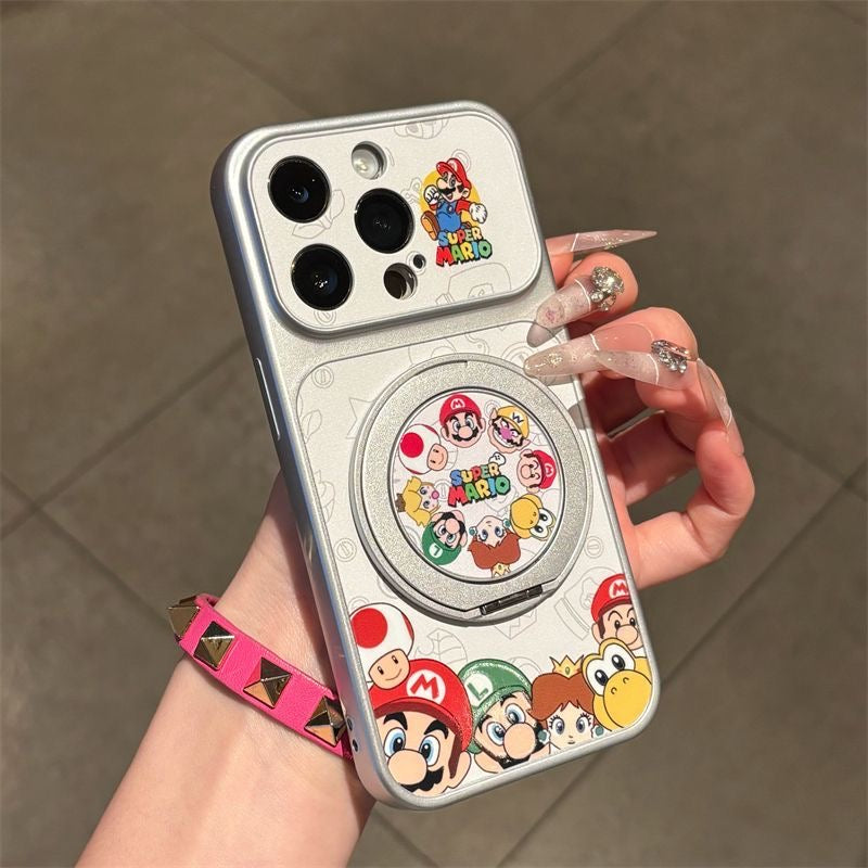 Funda Estética Bicolor Pastel para Teléfono con Anillo de Rotación 360°, Funda Protectora Suave Anticaída para iPhone con Texto Goodmood Todo Estará Bien