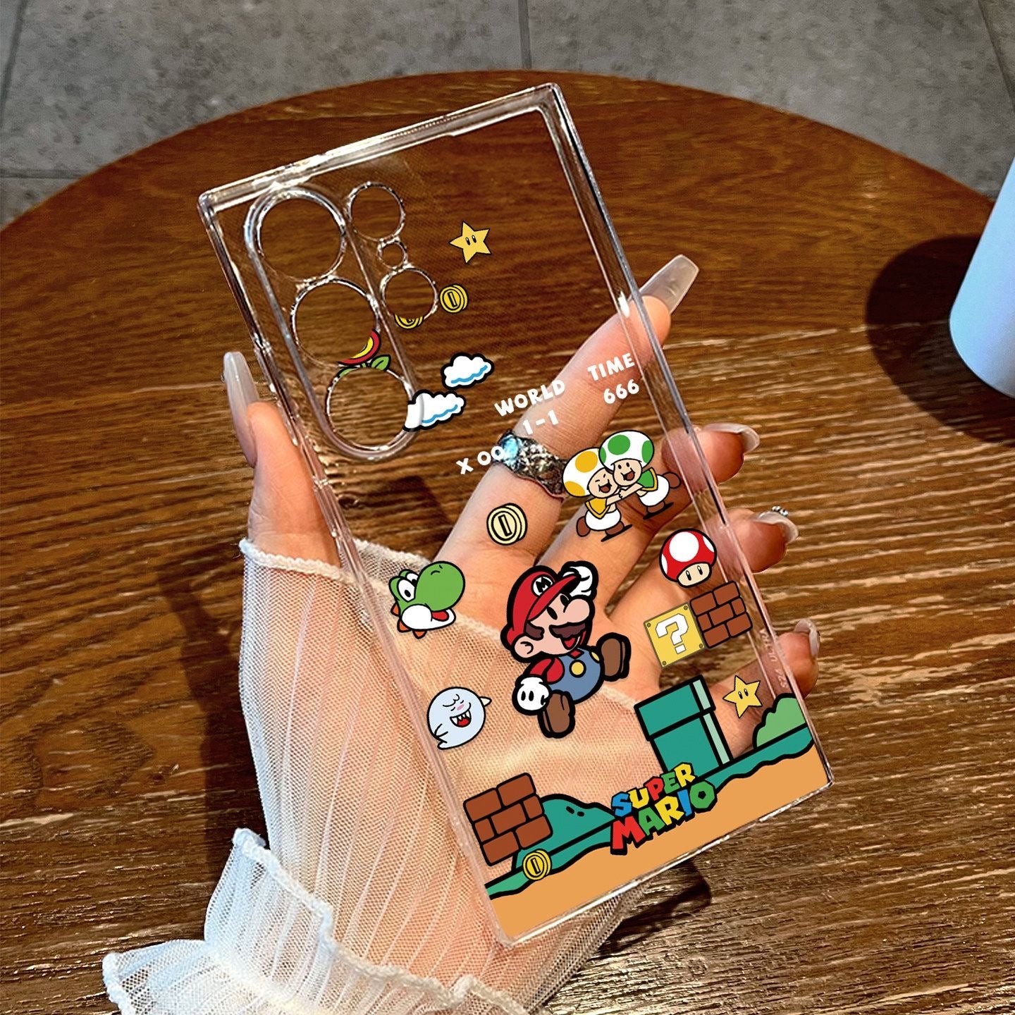Retro Classic Pixel Adventure Game Pattern Clear Transparent Phone Case, Thin Lightweight Soft TPU Shell, Anti-Scratch Shockproof Drop Resistant Protective Case for Samsung Galaxy S Series Smartphones