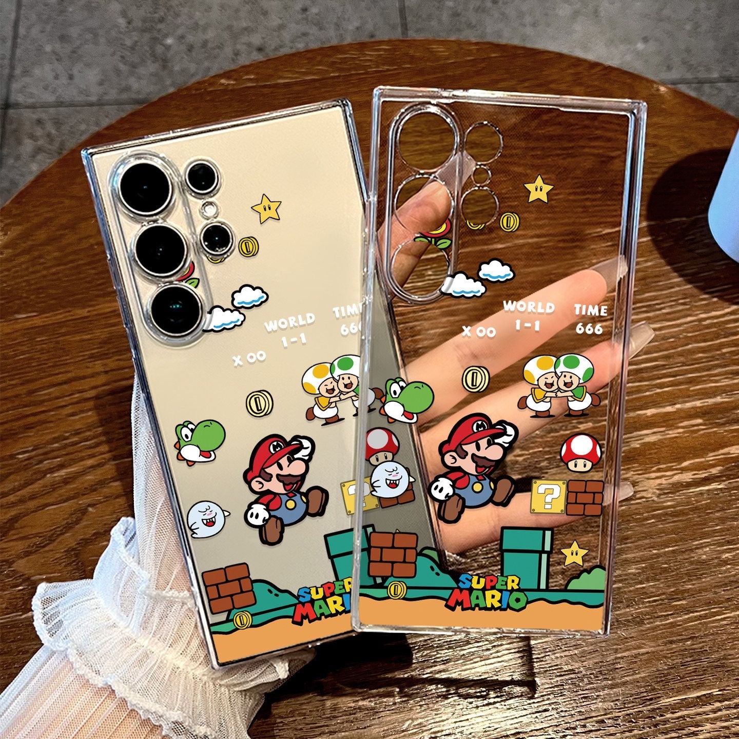 Retro Classic Pixel Adventure Game Pattern Clear Transparent Phone Case, Thin Lightweight Soft TPU Shell, Anti-Scratch Shockproof Drop Resistant Protective Case for Samsung Galaxy S Series Smartphones