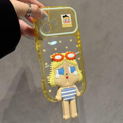 パステルソリッドカラー磁気リングキックスタンドフォンケース、360度回転式折りたたみスタンド耐衝撃保護カバー（iPhone用）