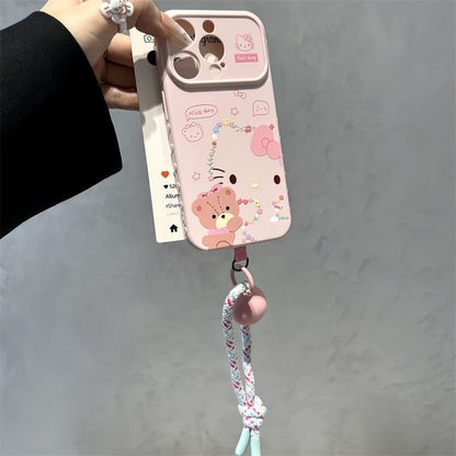 Funda de teléfono plegable con soporte 3D de sirena de pez de dibujos animados con cordón, bonita funda con soporte de personaje de Bob Esponja para iPhone, divertida funda protectora a prueba de golpes con figura estéreo
