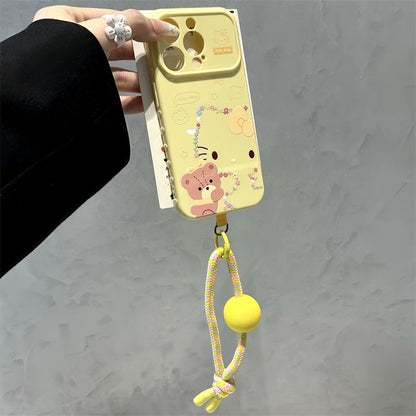 Funda de teléfono plegable con soporte 3D de sirena de pez de dibujos animados con cordón, bonita funda con soporte de personaje de Bob Esponja para iPhone, divertida funda protectora a prueba de golpes con figura estéreo