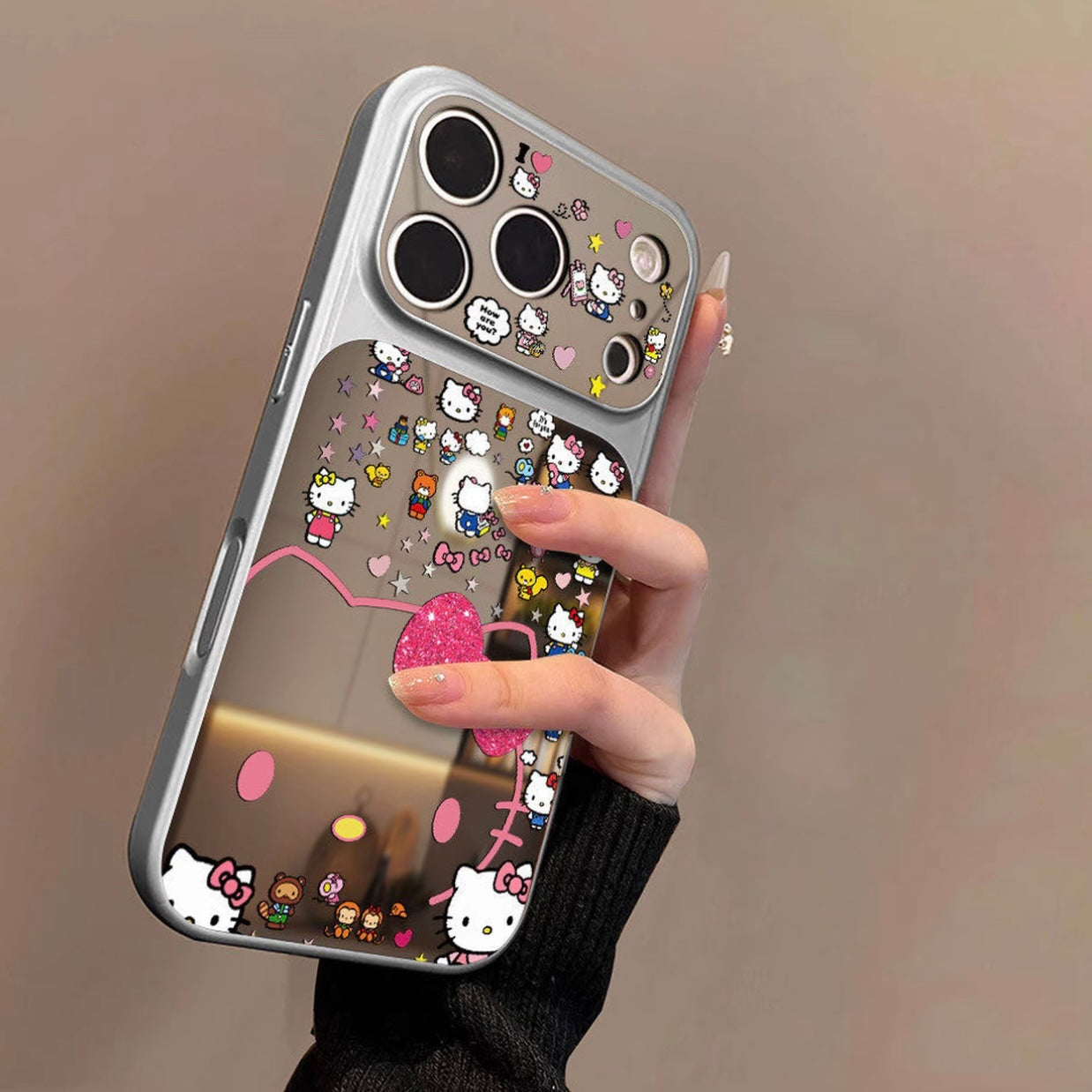 Funda de Teléfono Brillante con Bonito Diseño de Dibujos Animados y Soporte de Anillo Magnético Giratorio 360°, Donald Duck / Goofy / Pluto / Mickey Carcasa Protectora Anticaída para iPhone
