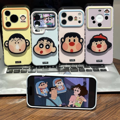 光沢のある可愛い漫画のスマホケース、360°回転磁気リングスタンド付き、ドナルドダック/グーフィー/プルート/ミッキー 耐衝撃保護ケース iPhone用