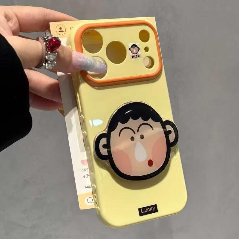 光沢のある可愛い漫画のスマホケース、360°回転磁気リングスタンド付き、ドナルドダック/グーフィー/プルート/ミッキー 耐衝撃保護ケース iPhone用