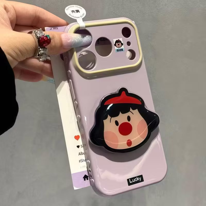 光沢のある可愛い漫画のスマホケース、360°回転磁気リングスタンド付き、ドナルドダック/グーフィー/プルート/ミッキー 耐衝撃保護ケース iPhone用