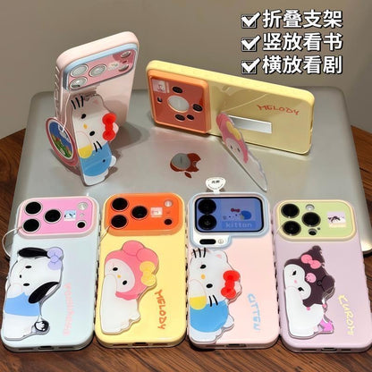 Cute Cartoon Figure Print Phone Case, 3D Raised Ornament, Large Window Lens Frame Shockproof Soft Phone Cover For Smartphones