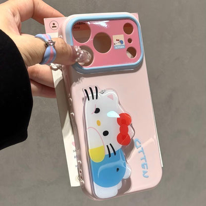 Cute Cartoon Figure Print Phone Case, 3D Raised Ornament, Large Window Lens Frame Shockproof Soft Phone Cover For Smartphones