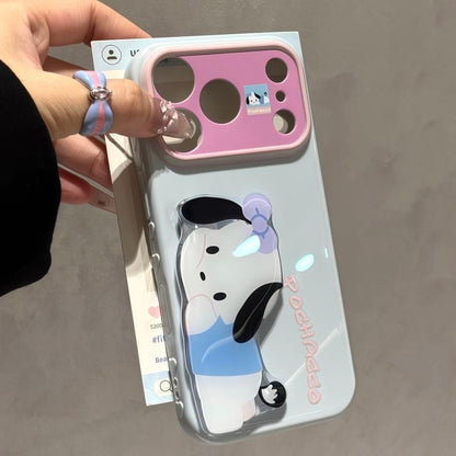 Cute Cartoon Figure Print Phone Case, 3D Raised Ornament, Large Window Lens Frame Shockproof Soft Phone Cover For Smartphones