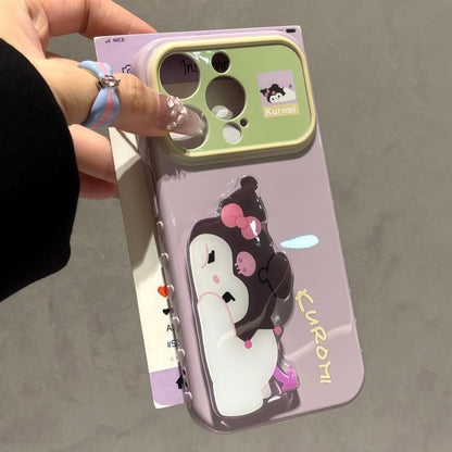 Cute Cartoon Figure Print Phone Case, 3D Raised Ornament, Large Window Lens Frame Shockproof Soft Phone Cover For Smartphones