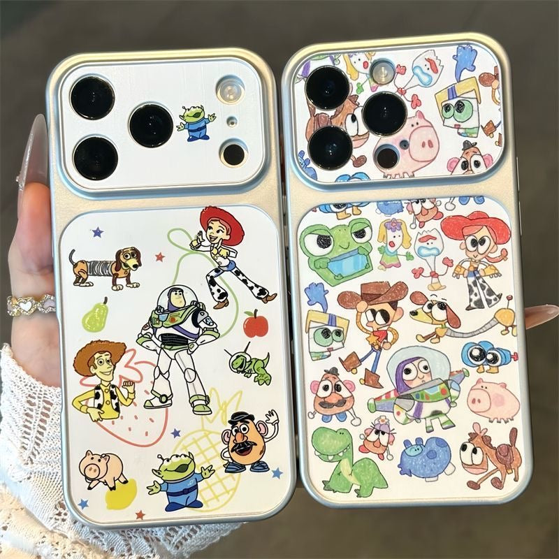 Cute Cartoon Collage Print Raised Lens Protective Shockproof Phone Case with Magnetic Option