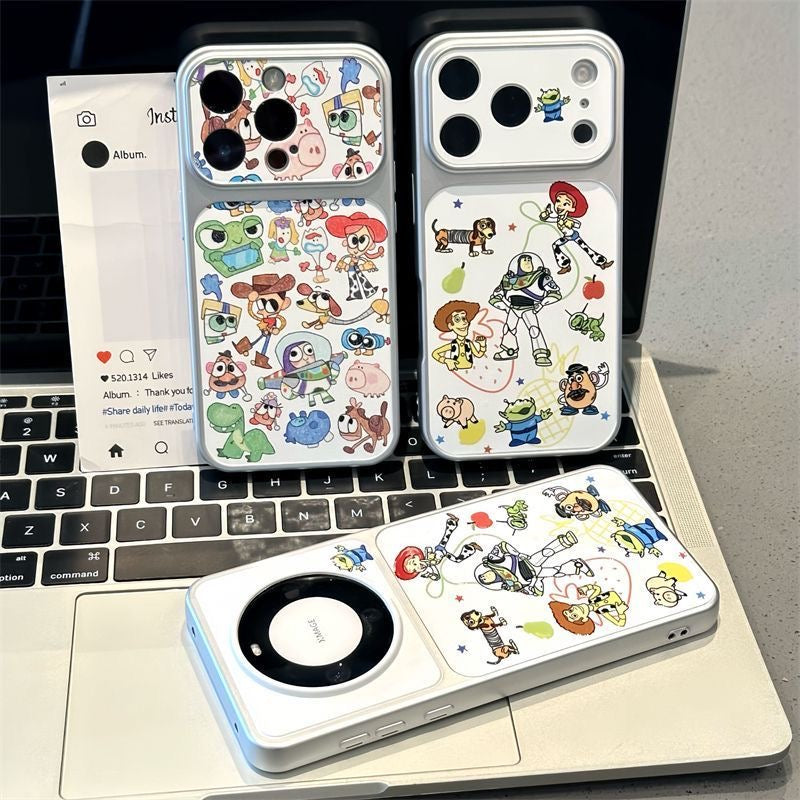 Cute Cartoon Collage Print Raised Lens Protective Shockproof Phone Case with Magnetic Option