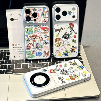 Cute Cartoon Collage Print Raised Lens Protective Shockproof Phone Case with Magnetic Option