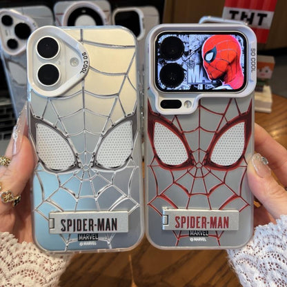 Retro Spiderman Web Line Print Shockproof Phone Case with Built-in Stand, Raised Full Lens Protective Cover