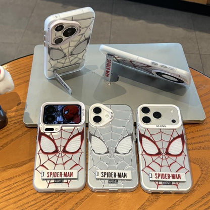 Retro Spiderman Web Line Print Shockproof Phone Case with Built-in Stand, Raised Full Lens Protective Cover