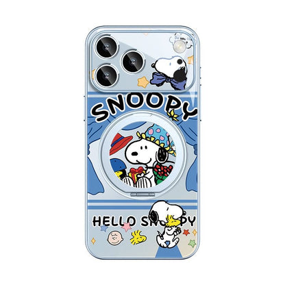 360° Rotatable Ring Kickstand Phone Case, MagSafe Magnetic Wireless Charging Cover with Cute Cartoon Pet Print, Full Camera Lens Protection Anti-Drop TPU Shell