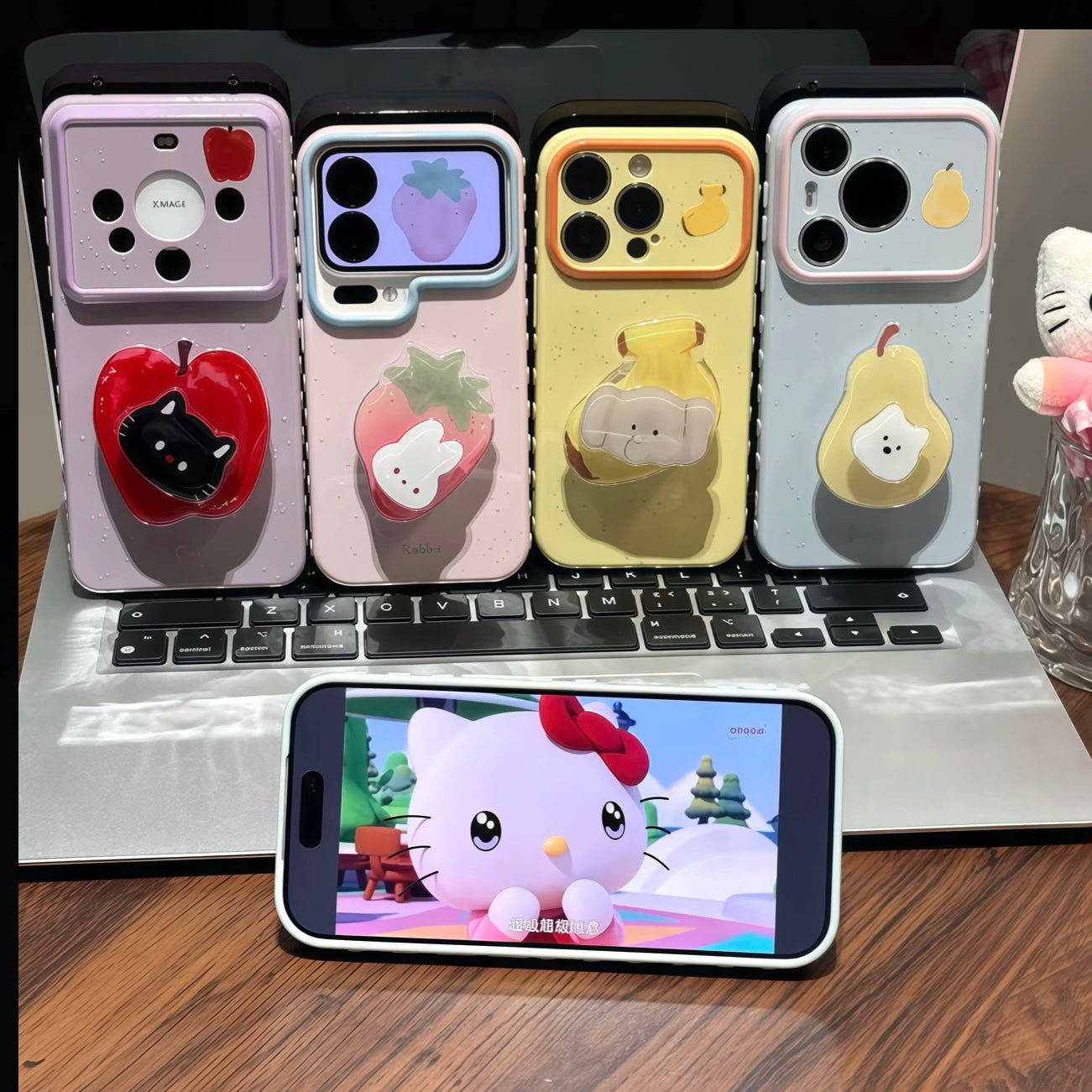 光沢のある可愛い漫画のスマホケース、360°回転磁気リングスタンド付き、ドナルドダック/グーフィー/プルート/ミッキー 耐衝撃保護ケース iPhone用